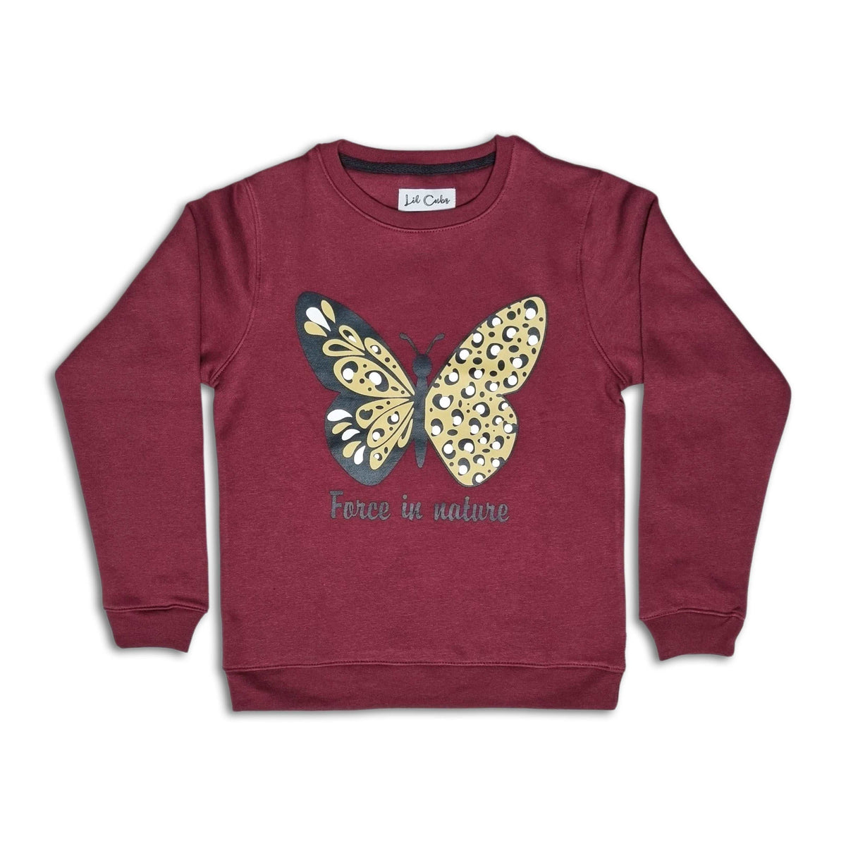 Maroon Majesty Butterfly Sweatshirt - Nature's Whimsy