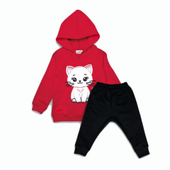 Adorable Kitty Bliss Red Girls Tracksuit