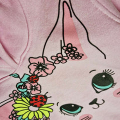 Floral Kitty Hoodie for Girls - Cozy & Cute - Ages 18-24M to 9-10Y