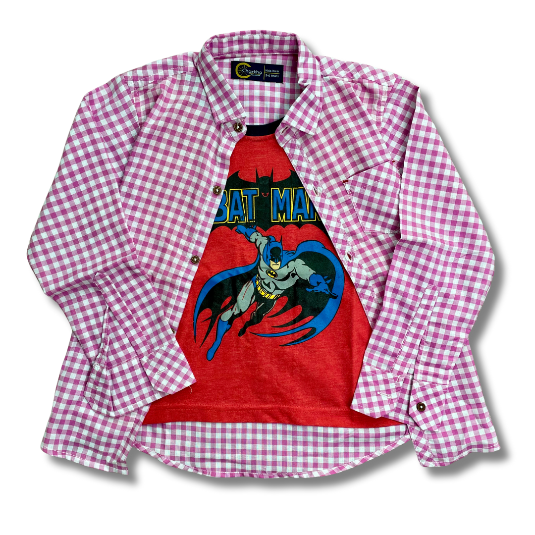 Boys' Sesame Street Double Shirt & Checkered Plaid Shirt Combo