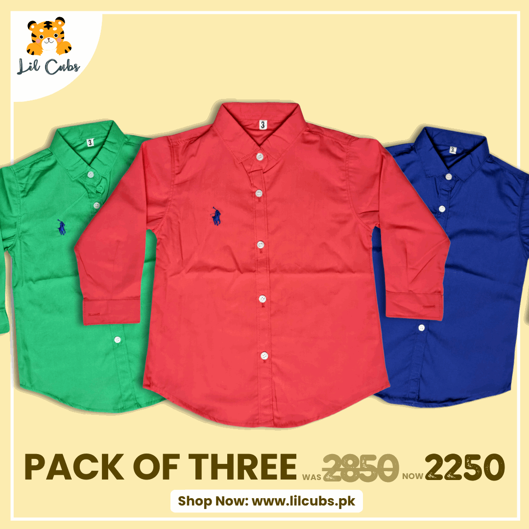 Pack of 3 Polo Emblem Embroidered Casual Shirt for Girls