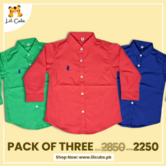 Pack of 3 Polo Emblem Embroidered Casual Shirt for Girls