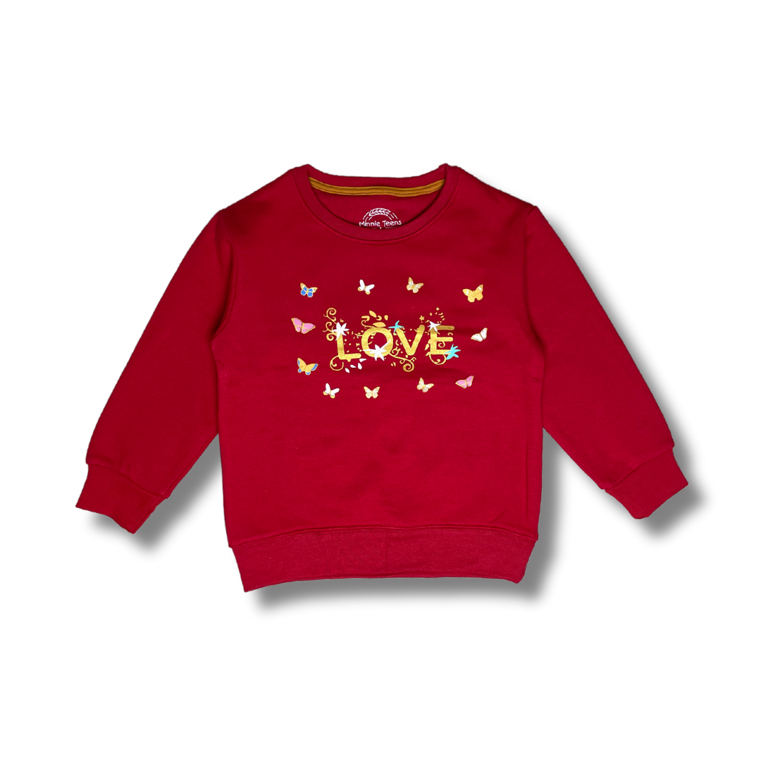 Heartfelt Love (Red Sweatshirt with Love Print)