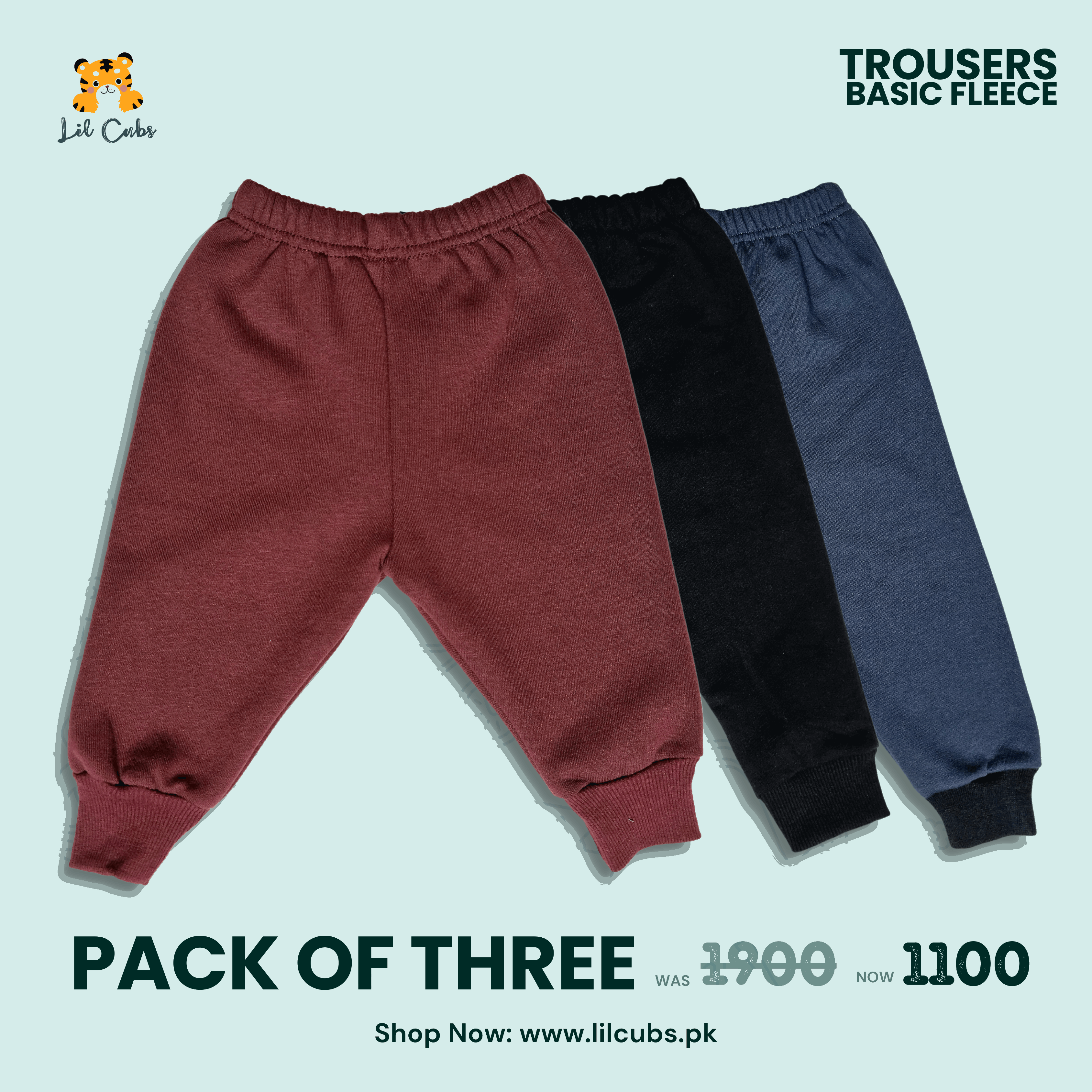 Pack of Three Basic Fleece trouser for Winters