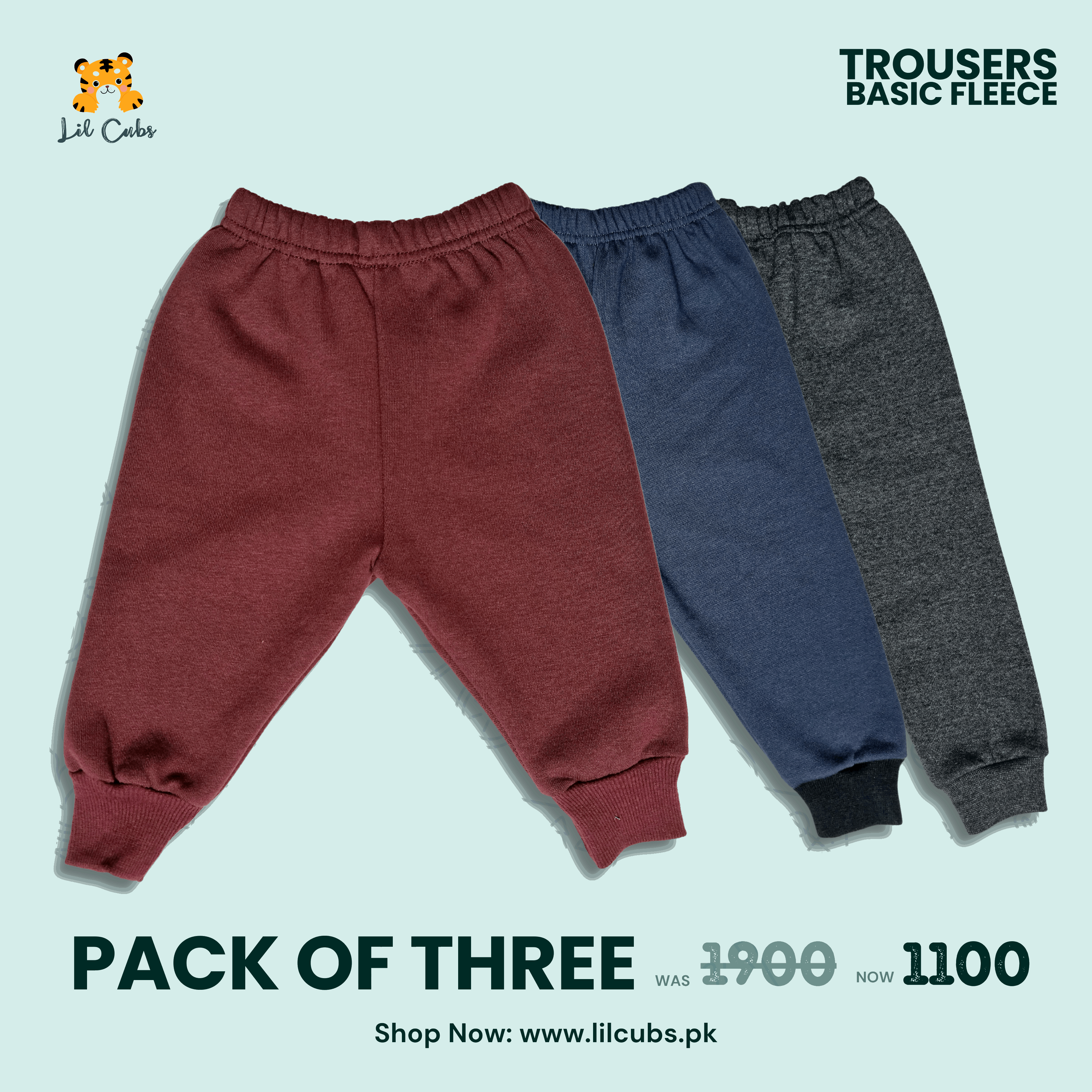 Pack of Three Basic Fleece trouser for Winters