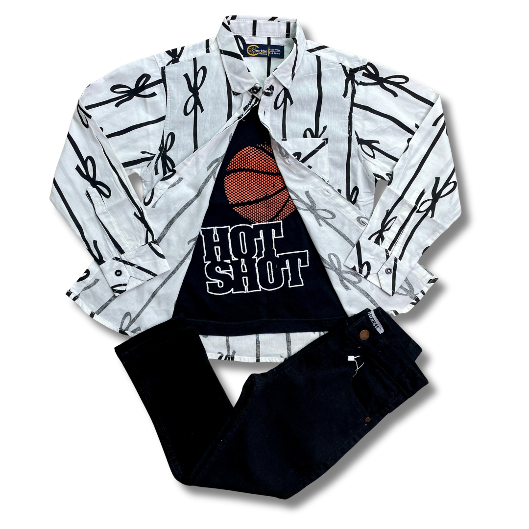 Boys' Hotshot Basketball Style Double Shirt & jeans set