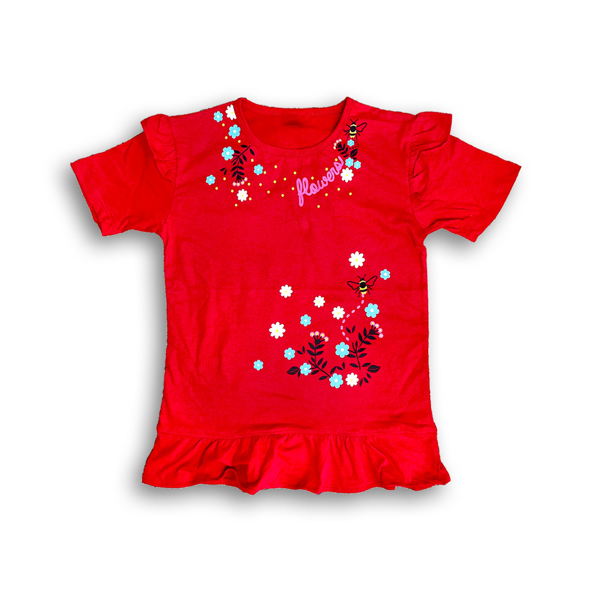 Flowers Printed Girls T-Shirts – Fun & Comfy Everyday Wear for Kids