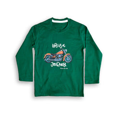 Printed full sleeve TShirts – Ride Your Dreams (Green shirt with bicycle print)