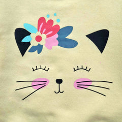 Cheerful Kitty Face Yellow Sweatshirt