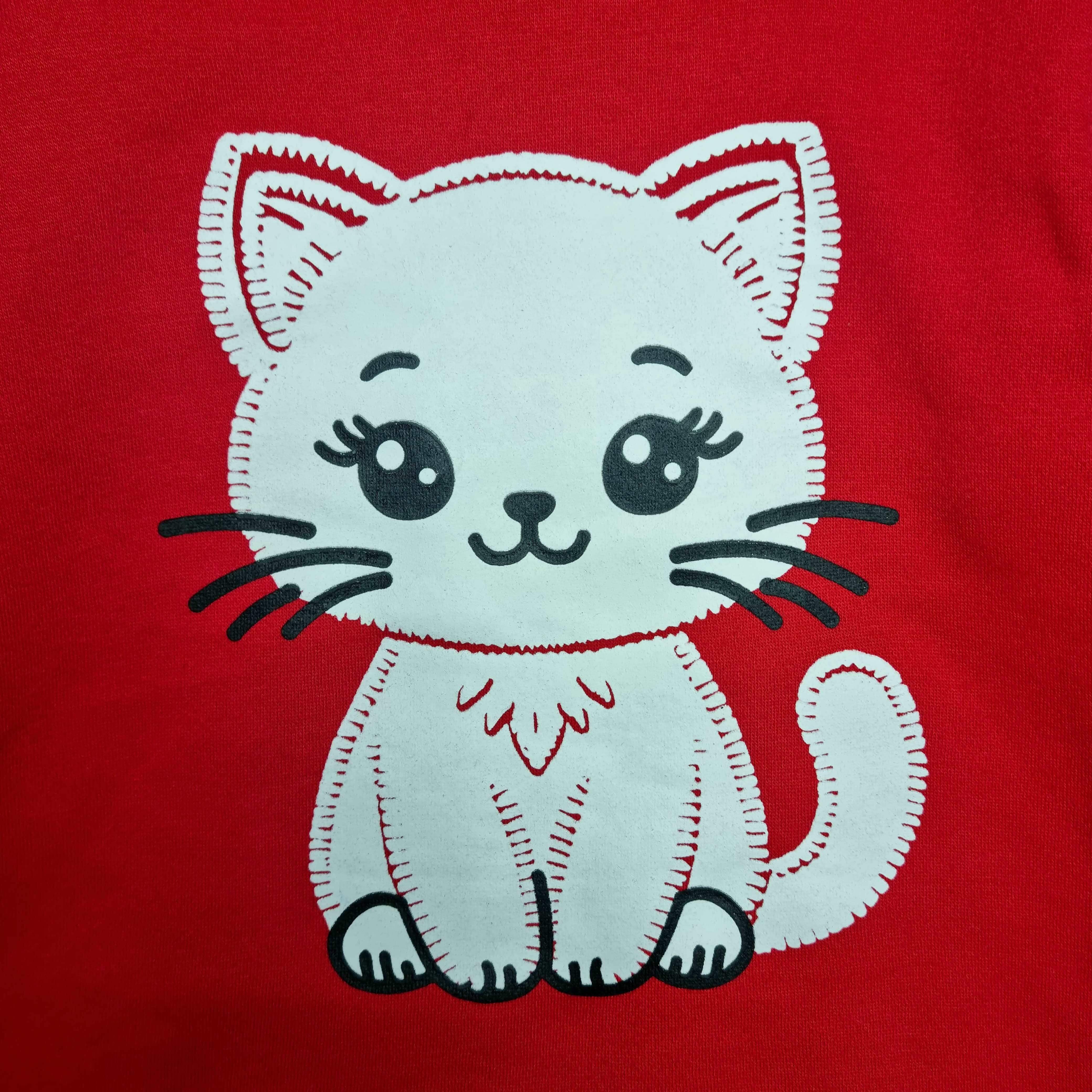 Adorable Kitty Bliss Red Girls Hoodie