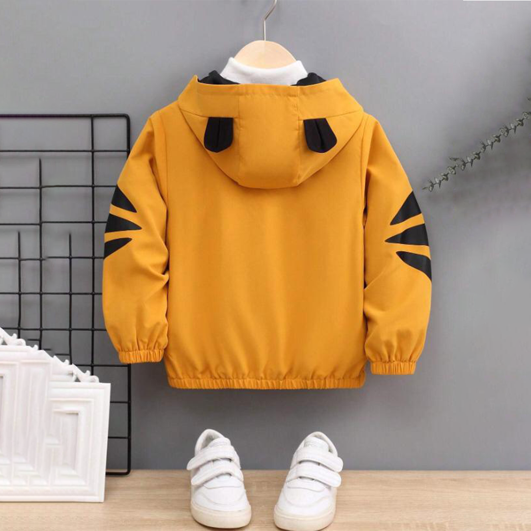 Little Boys' Casual Street Style Loose Fit Hooded Jacket with Cute Cartoon Tiger Print