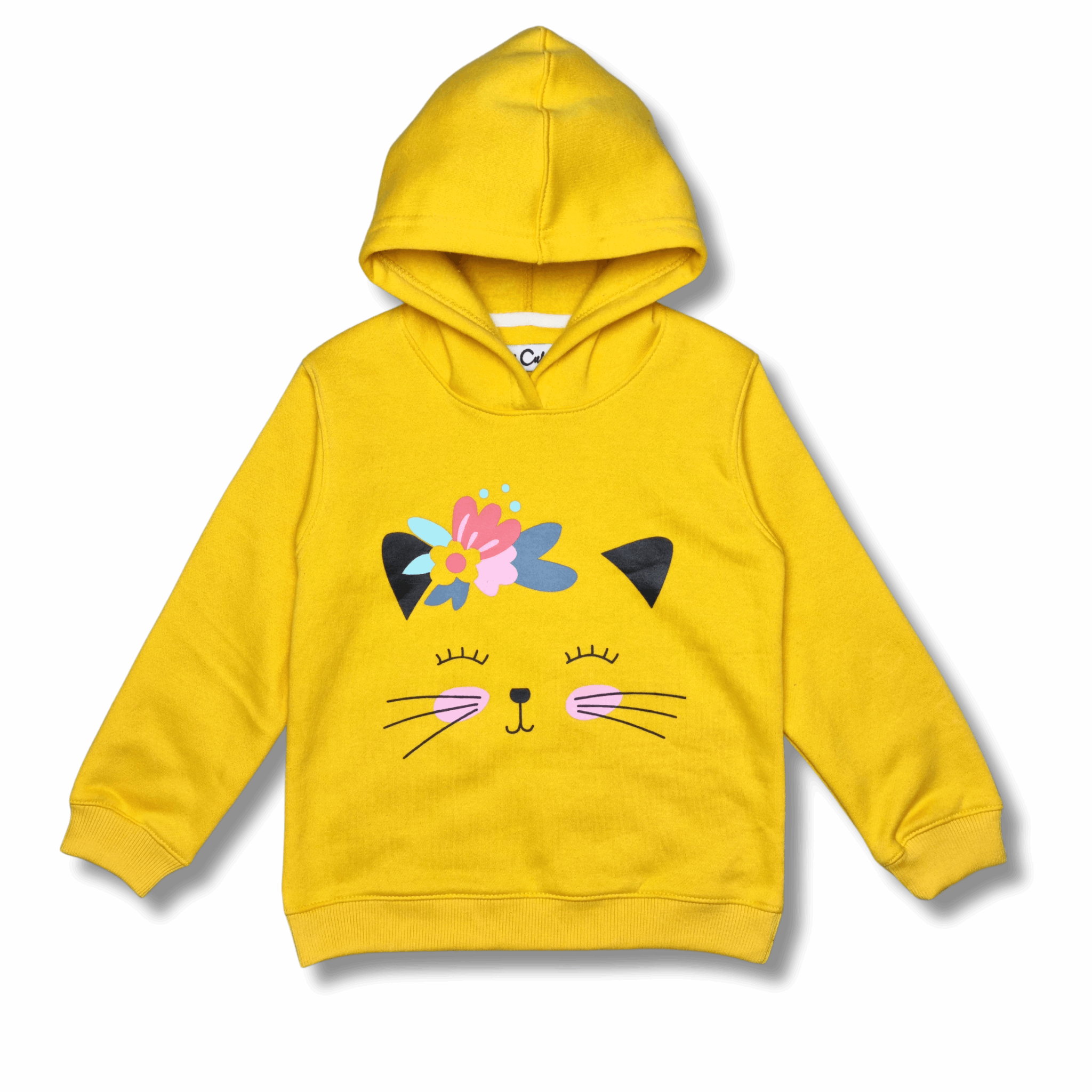 Floral Kitty Hoodie for Girls - Cozy & Cute - Ages 18-24M to 9-10Y